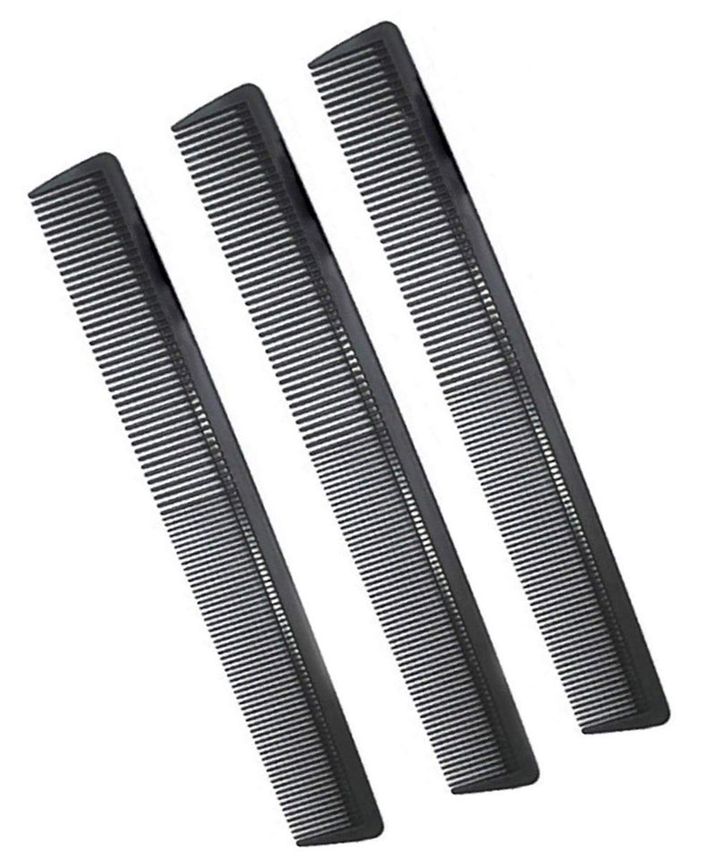AFT90 3 Pack Carbon Fiber Cutting Comb - Professional 8.15' Styling Comb for All Hair Types, Fine and Wide Tooth - Image 1